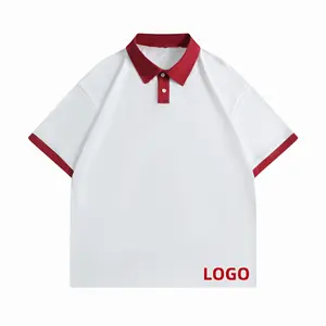 Custom Graphic Blank Polo Shirt Uniform Unisex White Women's Golf Polo Heavy Cotton Color Match Knitted Polo