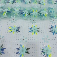 Tissu en dentelle brodée 3D à motif floral, nouveau style 2025, pour robe