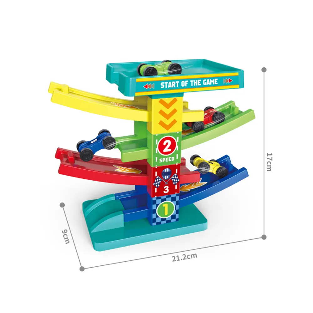 Children's glide rail car education inertia baby mini car DIY 4-layer parent-child interactive kindergarten gift set toys