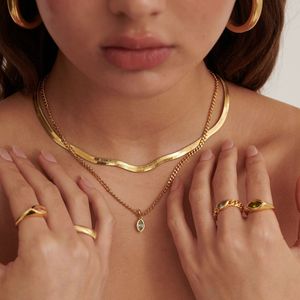 <span class=keywords><strong>Collier</strong></span> en zircon œil de <span class=keywords><strong>cheval</strong></span> simple et tendance, <span class=keywords><strong>personnalisé</strong></span>, rétro, en acier inoxydable PVD imperméable, bijoux de mode - Product Image 5
