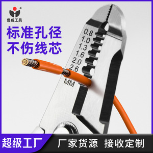 Pince à dénuder multifonctionnelle Luwei Tools de 7 pouces, à mâchoires dentelées métriques, outil d'électricien en acier au chrome-vanadium orange - Product Image 4