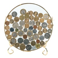 Cadre en métal avec panneau en verre pour collection de pièces de monnaie, boîte de présentation ronde pour pièces de monnaie