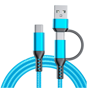 Nuevo Cable Adaptador 2 en 1 de Material Trenzado de Nailon Tipo <span class=keywords><strong>C</strong></span>, Cable de Carga Rápida, Tipo <span class=keywords><strong>C</strong></span>, 2 en 1, 3A, 60W, Tipo <span class=keywords><strong>C</strong></span>, para iPhone 15 - Product Image 1