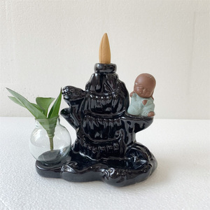 Bruciatore di incenso di riflusso di monaco in ceramica inserto di incenso creativo pianta verde idroponica ornamenti per <span class=keywords><strong>mobili</strong></span> da ufficio vaso di vetro <span class=keywords><strong>fiore</strong></span> - Product Image 1