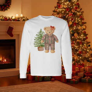 Very Beary Holiday Bear In Christmas Pajamas T-shirt à manches longues - Product Image 3
