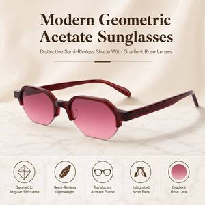 Novedad Explosiva: Gafas de Sol Unisex de Alta Calidad con Lentes de Nylon y Protección UV400, Montura Cuadrada de Media Montura, Cómodas y con Diseño Irregular. - Product Image 1