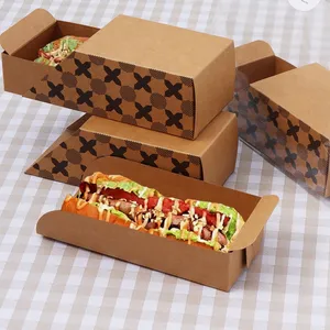 Biểu tượng tùy chỉnh in bong bóng Waffle Bao bì hộp giấy Hotdog khay container Ngô hộp con chó cho lấy đi