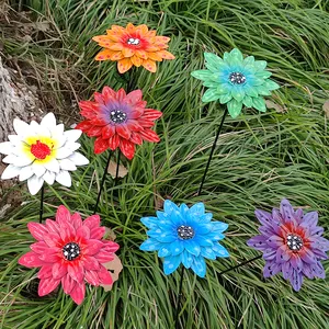 Décorations de jardin en métal, 2 pièces, Art d'arrière-cour, aménagement paysager, fleurs en métal, pour l'extérieur