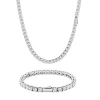 Bracelet Tennis Hip Hop en Acier Inoxydable pour Homme et Femme, Fait Main, Géométrique, Serti de Zircon, Maillons Cubains Miami, Tailles 3mm 4mm 5mm