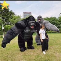 Costume de mascotte gonflable Funtoys dinosaure dragon gorille King Kong Fursuit noir Macotte Noël Halloween pour adulte