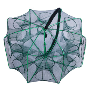 Nassa per Gamberi in Monofilamento Senza Nodi, Rete da Pesca Pieghevole in Nylon con Ingresso Unidirezionale per Catturare Pesci, Gamberi, Loche, Anguille Gialle, Granchi - Product Image 1