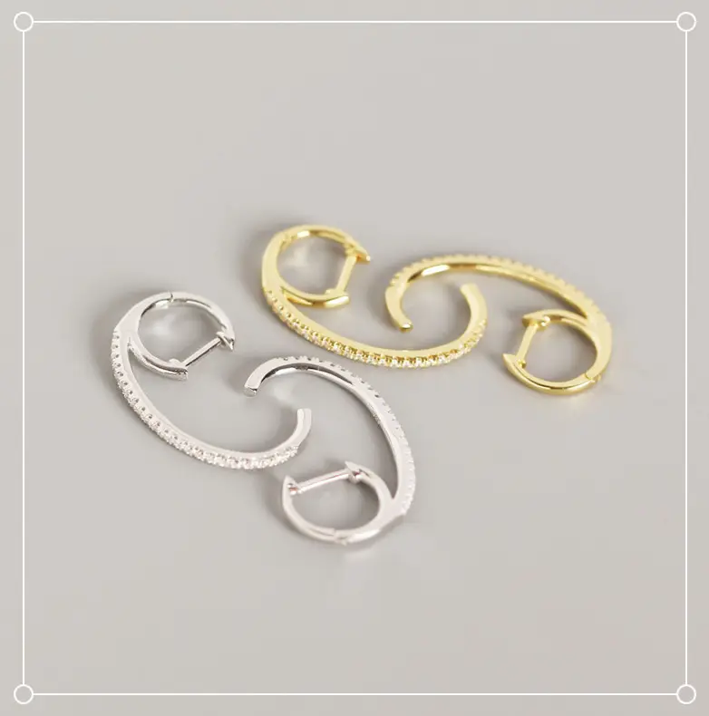 Newest Fashion Design Simple Diamond Hoop Earrings Jewelry Fashion Clip On Earrings Hot Sale Earring women girl jewelry gift