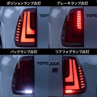 Feux arrière dynamiques à LED complets, feux arrière fumés avec clignotants séquentiels pour Toyota Hilux Revo / Rocco / GR Sport 2015-2024