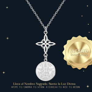 Collana di amuleto portafortuna con nodo da strega in acciaio inossidabile tetraraton - Product Image 3