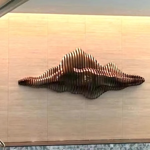 Moderno artistico in acciaio inox parete di montagna scultura lucidata a specchio superficie forgiata a mano/taglio Laser forma personalizzata lusso - Product Image 1