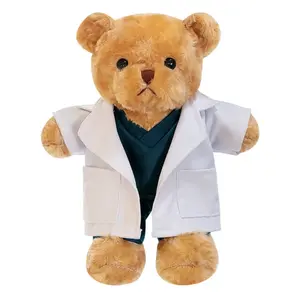 Doctor and Nurse Teddy Bear Gift Creative Medical Uniform Bear Print Logo Plush Toy Gift Wholesale Activity Items