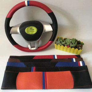 Funda para Volante Cosida a Mano, Funda para Volante de Coche, Fibra de Carbono Cristal, Estilo Deportivo, Antideslizante, Trenzado de Cuero para Volante - Product Image 2