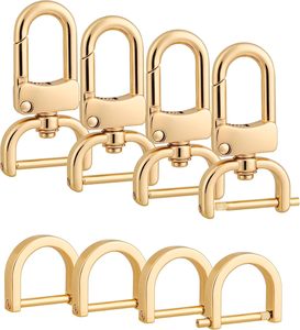 MELORDY - Juego de Ganchos Giratorios Desmontables con Anillas en D y Grilletes Atornillables para Reemplazo de Correas de Bolso DIY, Dorado, en Pulgadas - Product Image 1