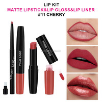 Kit de maquillage pour lèvres de luxe 3 en 1 Rouge à lèvres mat imperméable personnalisé Brillant à lèvres hydratant Crayon à lèvres végétalien Ensemble de lèvres longue durée