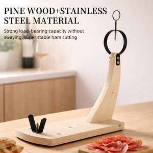 Soporte Profesional de Madera para Jamón con Cuchillo, Soporte de Jamón de Acero Inoxidable para Cortar Jamón <span class=keywords><strong>Español</strong></span> - Product Image 2