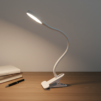 Lampe de lecture LED portable USB à pince flexible pour la maison, la chevet, la table, le bureau, avec variateur d'intensité