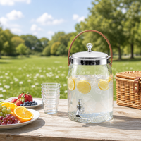 Carafe à eau portable en plastique PET avec robinet, anti-fuite, transparente, distributeur de boissons, compatible eau bouillante, style occidental, pour camping et pique-nique