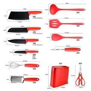 Wholesale Stainless Steel Cutter <b>Silicone</b> Kitchenware Set Fruit Knife Utensils Set Cooking <b>Tools</b> for Home Use - Product Image 3