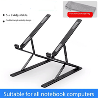 Support d'ordinateur portable de bureau en alliage d'aluminium, pliable, portable, avec rangement, réglable en hauteur et en angle