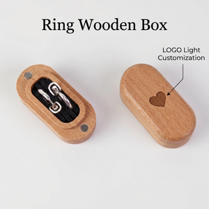 OEM Mini Wood Ring <b>Box</b> with Magnetic Closure and Velvet Lining Custom Logo Available for Gift - Product Image 2