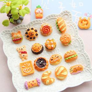 New Spot Resin Food Toys Bread Dessert Burger DIY Mobile Phone Case Accessories <b>Doll</b> House Toys - Product Image 1