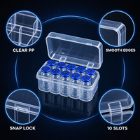 Boîte de rangement pour flacons de peptides, en PP transparent, avec logo personnalisé OEM, 3ml, 5ml, 7ml, 10ml, 20ml, étui en plastique réutilisable à 10 compartiments pour flacons de vaccin