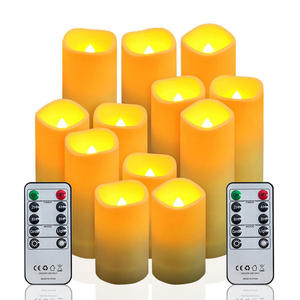 9 cái Bộ pin hoạt động Flameless Nến 4 "5" <span class=keywords><strong>6</strong></span> "7" 8 "9" với điều khiển từ xa và hẹn giờ nhựa trụ cột LED nhấp nháy nến - Product Image 1