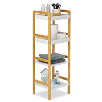 Étagère d'angle en bambou à 4 niveaux autoportante pour salle de bain, salon, douche, chariot de rangement utilitaire, présentoir