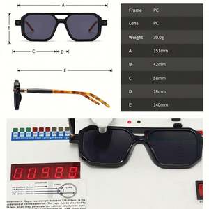 Lunettes de soleil carrées unisexes personnalisées anti-lumière bleue UV400 à double pont, monture transparente polygonale, pour ordinateur - Product Image 3