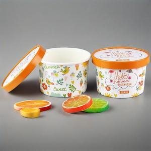 4oz 8oz 16oz Eco-Friendly <b>Disposable</b> Paper Cup And <b>Bowl</b> With Lids For Holding Ice Cream Gelato SundaeCookies - Product Image 2