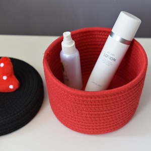 New popular princess series blue and red bow-knotted miscellaneous items, cotton <b>rope</b>, lidded cosmetic <b>storage</b> <b>basket</b>. - Product Image 2