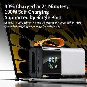 <span class=keywords><strong>Chargeur</strong></span> de batterie <span class=keywords><strong>portable</strong></span> rapide PD 165W 30000mAh avec câble USB-C intégré, batterie externe pour <span class=keywords><strong>Macbook</strong></span> et téléphone avec lumière LED et cordon - Product Image 3