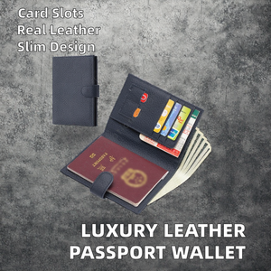 Portefeuille de luxe en cuir véritable pour femme, avec bouton, étui de passeport, porte-cartes, sac de voyage élégant pour documents, étuis et housses de portefeuilles - Product Image 2