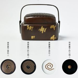 Quemador de Incienso de Cobre Hecho a Mano, Estilo Antiguo con Detalles Dorados, Portátil, para Uso en Interiores, Accesorio para la Ceremonia del Té - Product Image 3