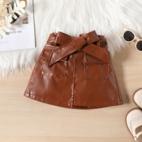 Baby Kids Girl Kleid Set Langarm Top Leder 2 Stück Rock Set Minirock Modische Kinder kleidung