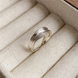 S925 Sterling Silver Niche Irregular Metal <b>Ring</b> Korean Minimalist Personality Texture Wholesale - Product Image 2