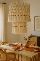 Abat-Jour Vertical Macramé Bohème Fait Main Suspendu Mural pour Salon, Décoration Intérieure de Diwali et Mariage