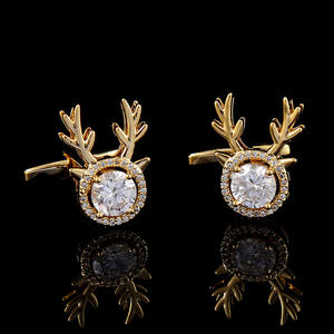 Temperamento Elk redondo completo diamante redondo circón puños de camisa francesa para hombres gemelos novedosos de personalidad de moda - Product Image 4