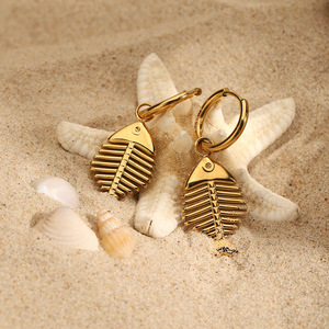 Yueli Shell Fish Pearl <b>Earrings</b> Necklace Set Gold Women's Fashion Jewelry Nautical Theme - Product Image 4