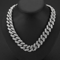 21MM audacieux et élégant hommes Masculin Fine Jewelry Collection Hip Hop Rhodium Argent Blanc Plaqué Chaînes cubaines