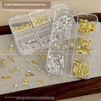 Paso Sico French 3D Ins Mini Cuillère et Fourchette Métalliques DIY Accessoires Diamantés pour Ongles Forme Ronde pour Nail Art