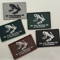 Patch brodé tactique PVC 'So You Wanna Be a Frogman' motif crâne d'animal squelette de grenouille avec fixation auto-agrippante pour manteau, sac, chapeau, DIY