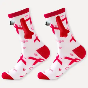 Magnetic Pink Ribbon Breast Cancer Awareness Hold Hands Gift Socks