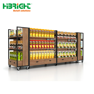 Estantería de Madera Premium para Supermercado con Ruedas Giratorias de Alta Resistencia, Exhibidor Móvil para Tiendas de Abarrotes - Product Image 5