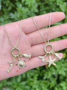 Sea Animal Pendant Necklace 18K Gold Plated Micro Insert Inlay Exquisite <b>Chain</b> Jewelry Pendant Necklace - Product Image 1